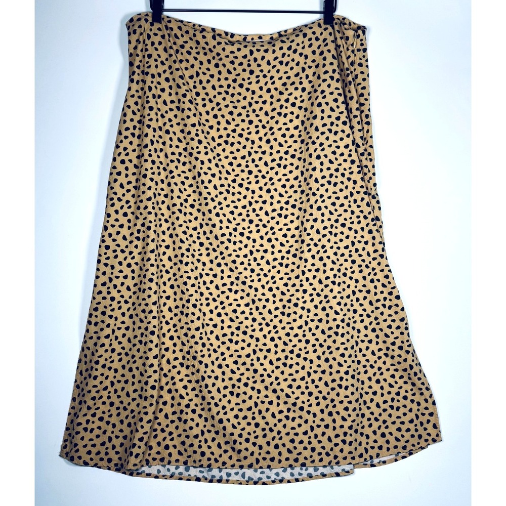 Marine Layer Ryan Midi Slip Skirt 14 Tan Black Cheetah Animal Print Side Zip